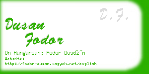 dusan fodor business card